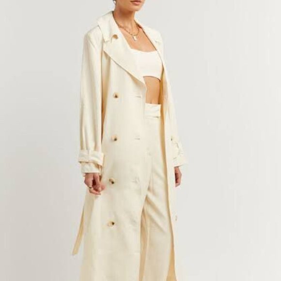 DISSH FALLON OFF WHITE LINEN BLEND TRENCH COAT - Picture 1 of 3